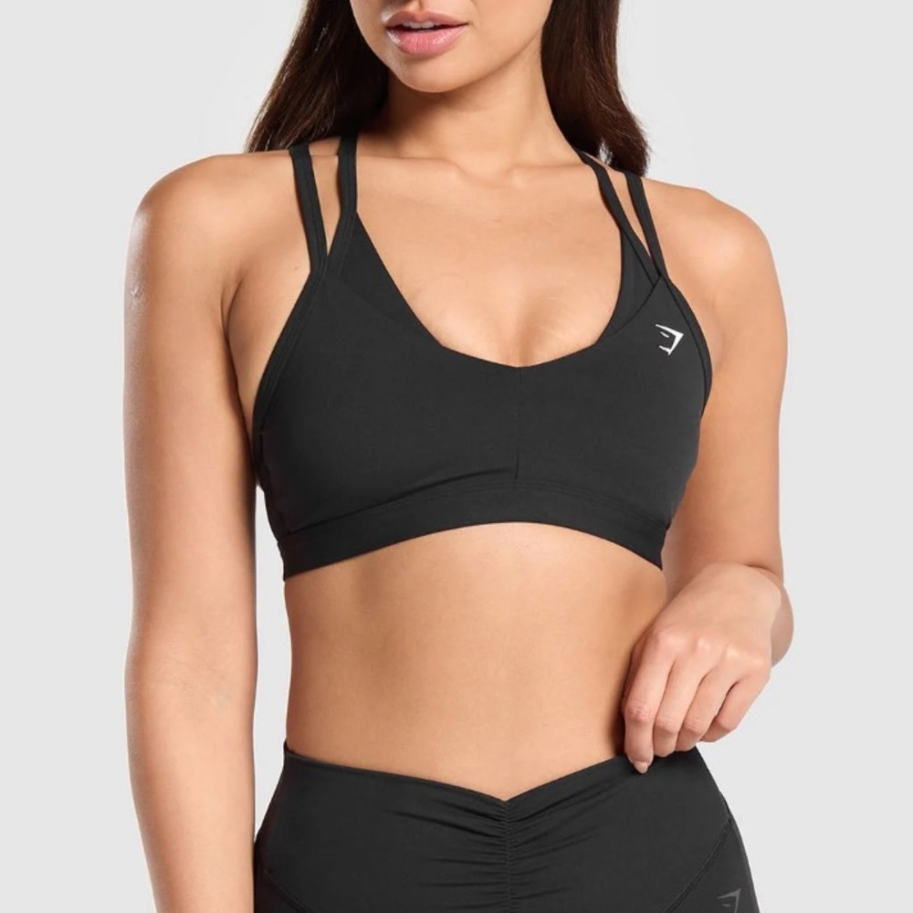 Gymshark Black Double-Strap V-Neck Sports Bra